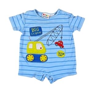 Vintage 100% Cotton Baby Infant One Piece Jumpsuit Light Blue 3-6M 3 Mos 6 Mos